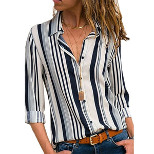 Women Blouses Chic Striped Print Office Shirt 2019 Fashion Long Sleeve Chiffon Blouse Casual Ladies Plus Size Female Shirts