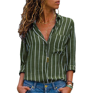 Women Blouses Chic Striped Print Office Shirt 2019 Fashion Long Sleeve Chiffon Blouse Casual Ladies Plus Size Female Shirts