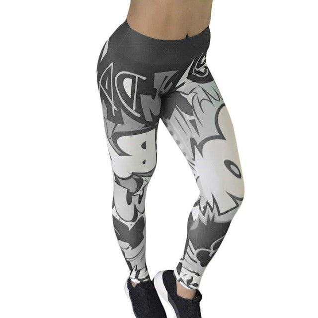 Sexy Mesh Printed Leggings fitness For Women clothing Sporting Workout Leggins mujer Elastic Slim Pants push up Dropshipping