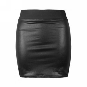 Skirts Womens Sexy Soft PU Leather High Waist Slim Pencil Bodycon Mini Skirt Lady Tight Stretch Korean OL Skirts jupe femme