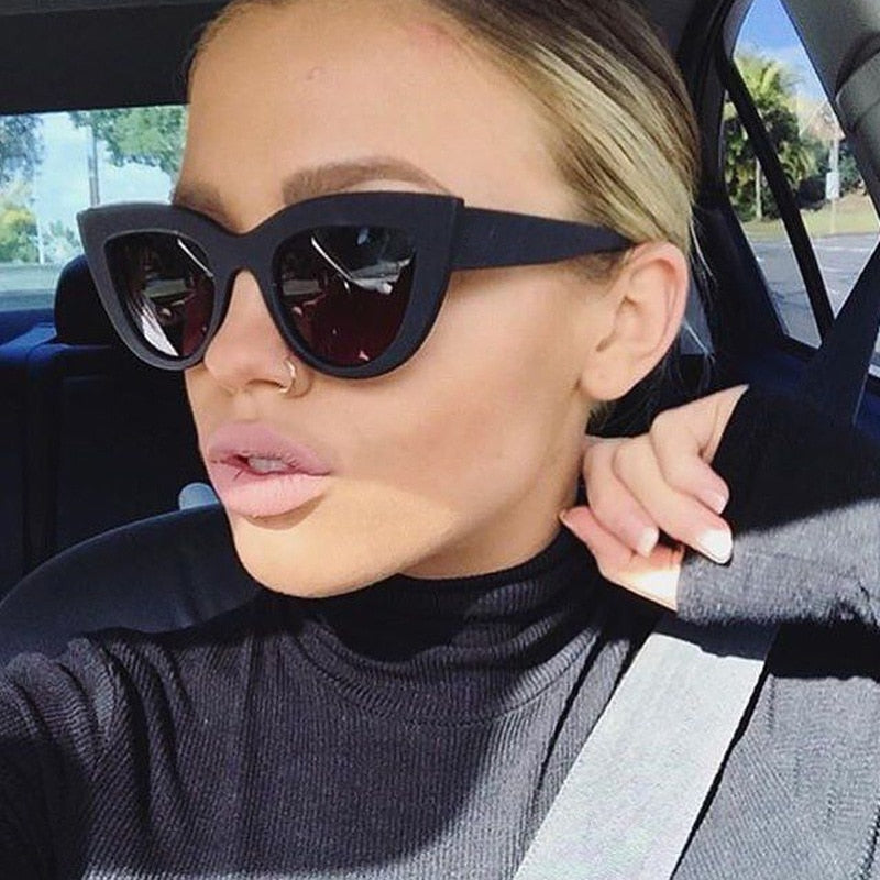 Black Classic Cat Eye Women Sunglasses Designer Brand Trend