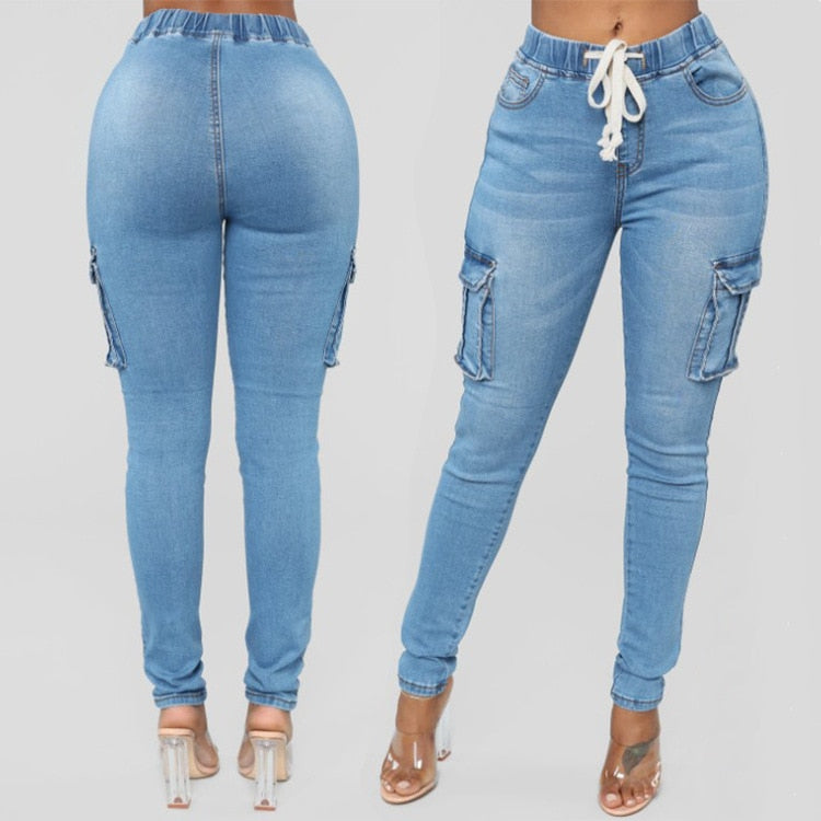 Office Lady Solid Jeans for Women Fashion Pockects  Pants