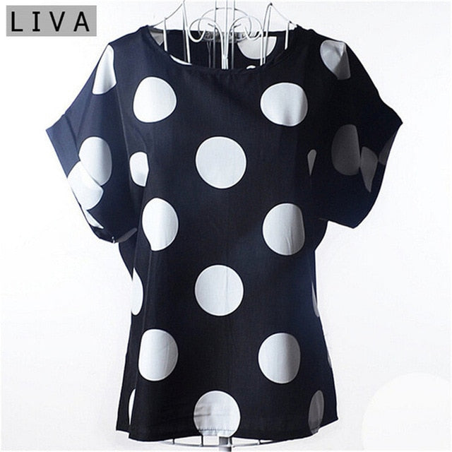 Fashion Thin Women Shirt S-XXL Summer Style Loose Colorful Print Chiffon Blouse Casual Tops Short Sleeve blusa feminina stripe