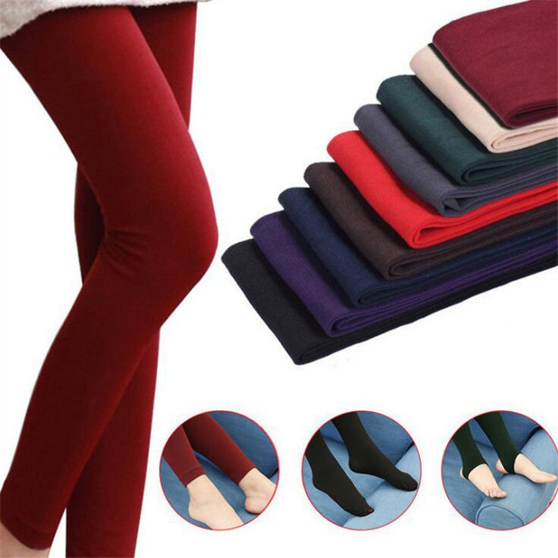 2019 Women Autumn Winter Thick Warm Legging Brushed Lining Stretch Fleece Pants Trample Feet Leggings High Elasticity Leggings